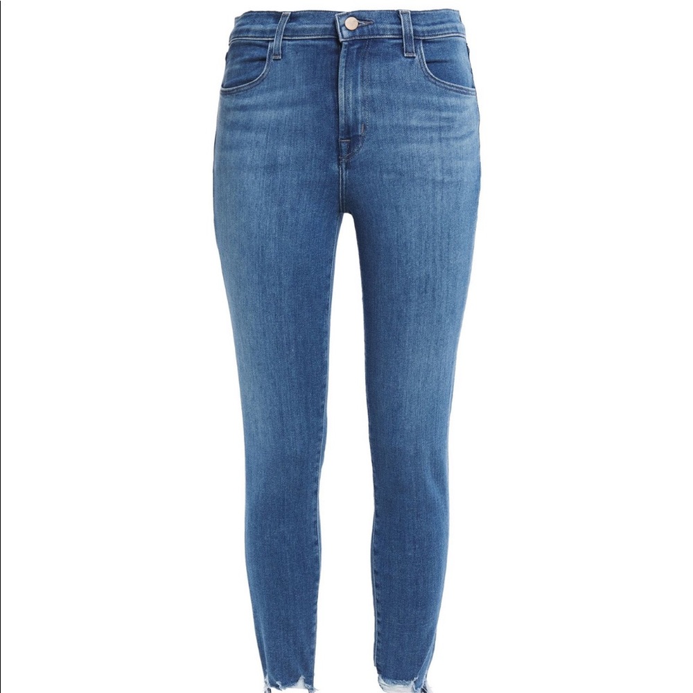 J Brand Cropped Frayed Mid-Rise Skinny Jeans - Size 28